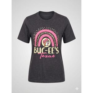 Buc-ee’s Texas Graphic Tee Charcoal Gray Leopard Print Rainbow Beaver T-Shirt